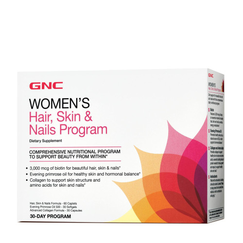 GNC Women's Hair Skin Nails Formula Program Complete Formula for Healthy Hair Skin and Nails 60+30+30 Capsules