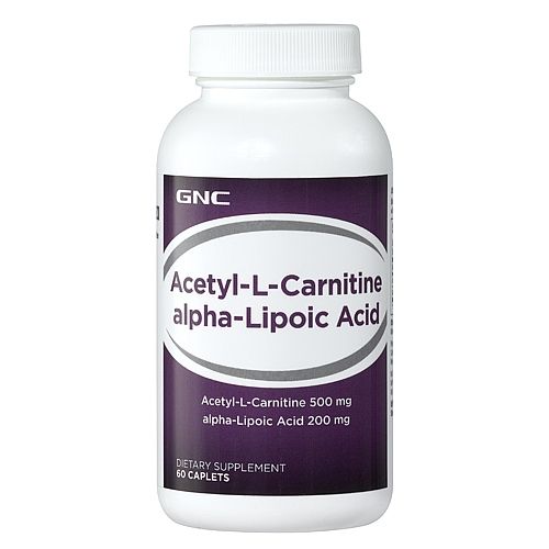 GNC Acetyl L-Carnitine 500 mg Alpha Lipoic Acid 200 mg Powerful Complex 60 Caplets