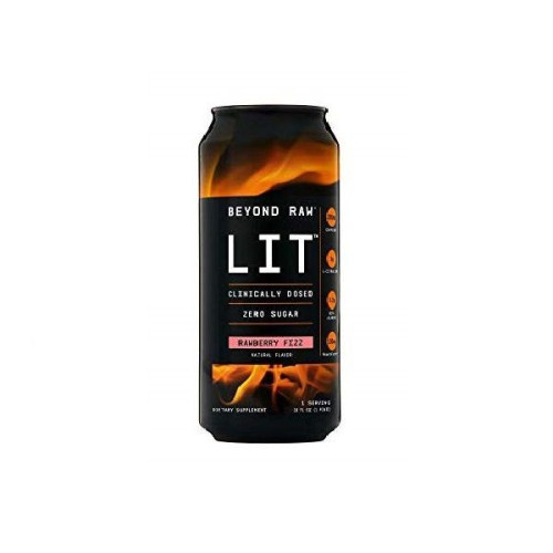 Lit Beyond Raw Pre-Workout Drink with Sparkling Fruit Flavor 15.99 fl oz (473 ml)
