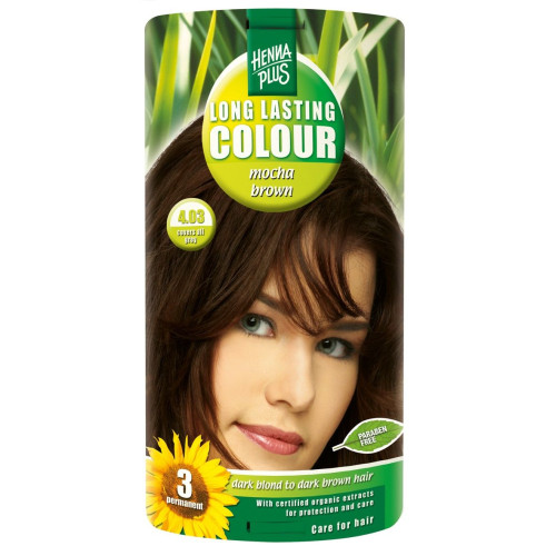 Hennaplus Long Lasting Color Long-Lasting Hair Dye with Organic Extracts Color 4.03 Mocha Brown