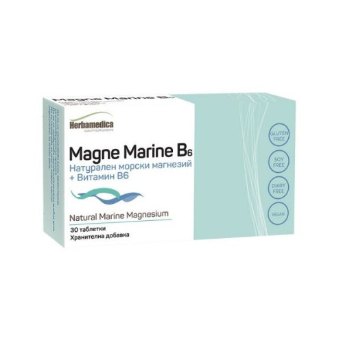 Herba Medica Natural Marine Magnesium for Healthy Bones and Joints + Vitamin B6 for Fatigue 30 Capsules
