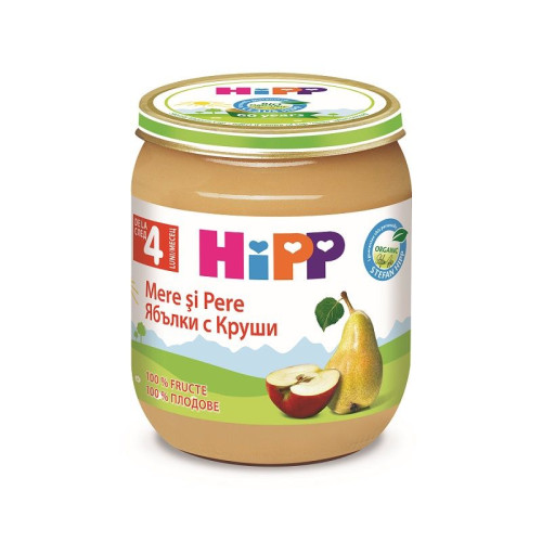 Hipp Organic Puree with Apples and Pears for Children for a Healthy Tummy 4+ Months 4.41 oz (125 g)