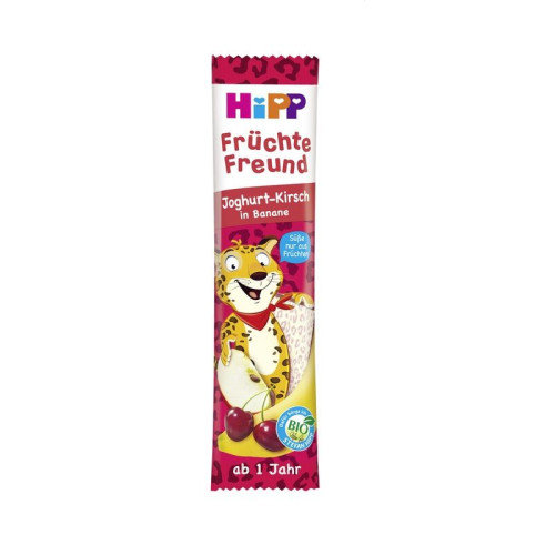 Hipp Organic Fruit Bar Leopard - Yogurt Cherry and Banana for Children 12+ Months 1.23 oz (23 G) - 31363