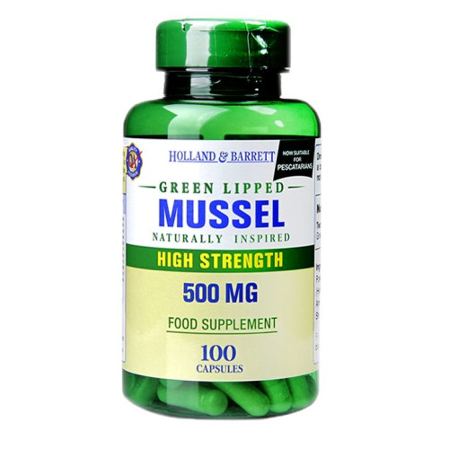 Holland and Barrett Green-lipped Mussel for Healthy Joints Bones and Cartilage 500 mg 100 Capsules