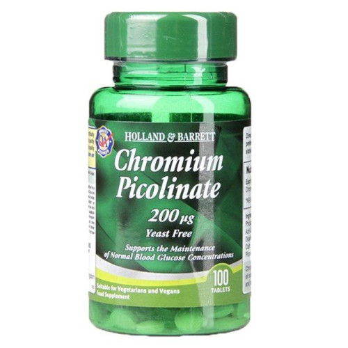 Holland and Barrett Chromium Picolinate for Cholesterol Control 200 mcg 100 Tablets