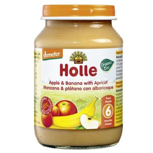 Holle Demeter Apple and Banana Puree with Apricot for Children 6+ Months 6.7 oz (190 g)