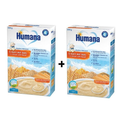 Humana Promo Set 5-grain Milk Porridge with Biscuit for Children 6+ Months 4.85 lb (2200 g)