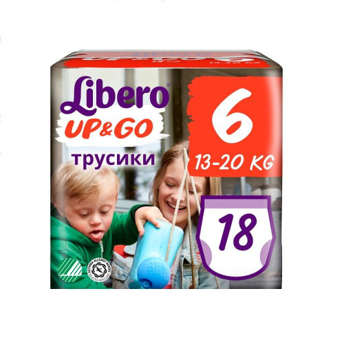 Libero Up&Go 6 XL Pants for Babies and Children 28.7-44.1 lb (13-20 kg) 18 pcs