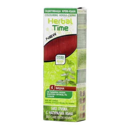 Herbal Time Coloring Cream Henna Color 04 Cherry 2.54 fl oz (75 ml)