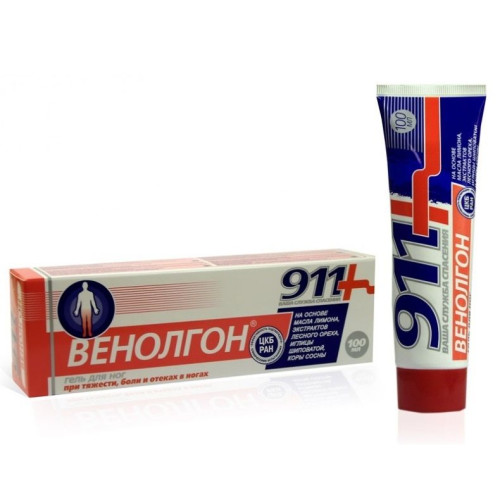 911 Venolgon Massage Cooling gel-balm for the Body for Varicose Veins 3.38 fl oz (100 ml)