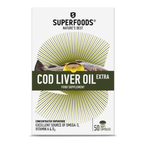 Superfoods Cod Liver Oil Extra for Cardiovascular Health 50 Capsules