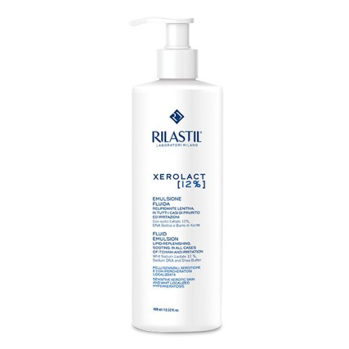 Rilastil Xerolact 12% Fluid Emulsion for Sensitive Dry Skin Prone with Sodium Lactate 13.53 fl oz (400 ml)