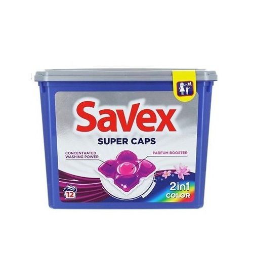 Savex Super Caps 2-in-1 Color Concentrated Laundry Detergent for Washing Colored Fabrics 12 pcs