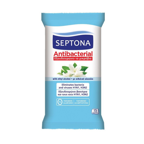 Septona Scented Cleansing Wet Wipes for Hands with Jasmine 15 pcs