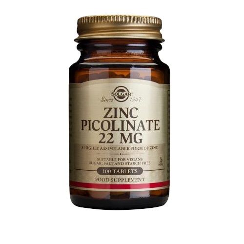 Solgar Zinc Picolinate for High Immunity in Case of Infections and Flu 22 mg 100 Tablets