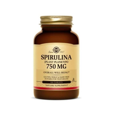 Solgar Spirulina for Purification and Detoxification Effect 750 mg 100 Tablets