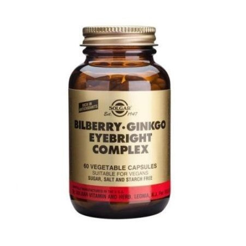 Solgar Bilberry Ginkgo Bilberry Ginkgo Eyebright for Vision Support 60 Capsules