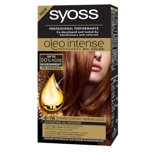 Syoss Oleo Intense Permanent Cream Hair Dye Without Ammonia 6-76 Warm Copper