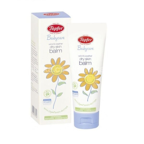 Topfer Baby Balm for Dry Skin in Wind and Cold Weather with Organic Wheat Bran and Organic Shea Butter 2.54 fl oz (75 ml)
