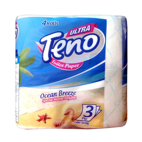 Teno Ultra Ocean Breeze Toilet Paper with Ocean Scent 4 Rolls