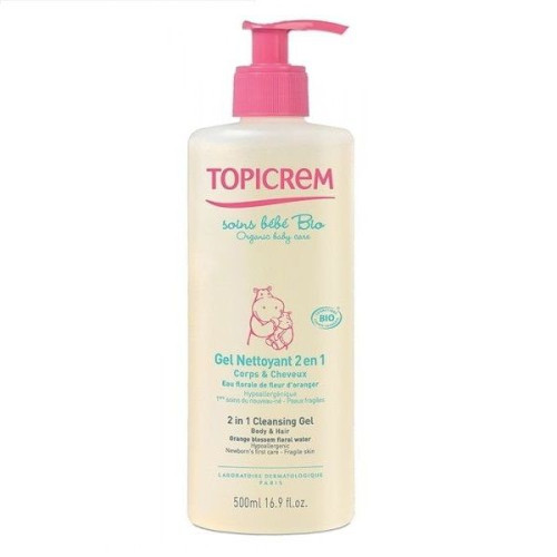Topicrem Baby 2-in-1 Cleansing and Washing Gel for Babies for Hair and Body 16.91 fl oz (500 ml)