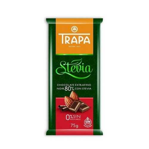 Trapa Dark Chocolate with 80% Cocoa and Stevia Gluten-Free 2.65 oz (75 g)