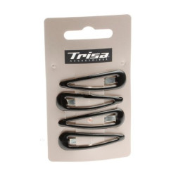 Trisa Hair Clips with Glossy Finish Black 4 pcs