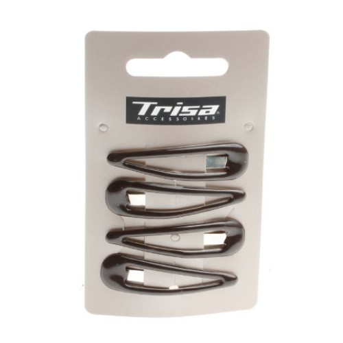 Trisa Click-clack Hair Clips with Glossy Finish Brown 4 pcs