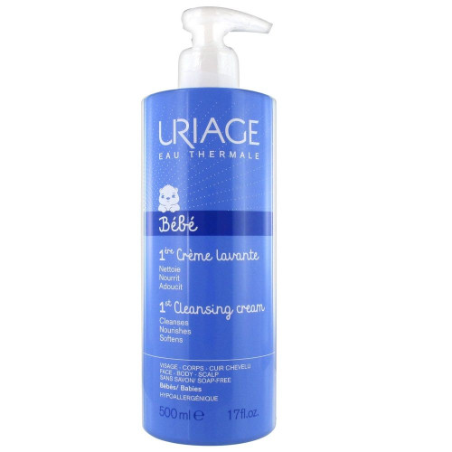 Uriage Baby Cleansing and Strengthening Cream for Scalp Face and Body for Babies and Children 16.91 fl oz (500 ml)