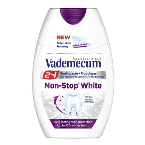 Vademecum Non-Stop White 2 in 1 Toothpaste and Antibacterial Mouthwash 2.54 fl oz (75 ml)