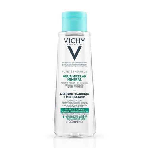 Vichy Purete Thermale Micellar Water with Minerals for Face and Eyes for Oily and Combination Skin 6.76 fl oz (200 ml)