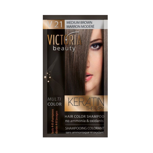 Victoria Multi Color Hair Color Shampoo Color V21 Medium Brown 1.35 fl oz (40 ml)