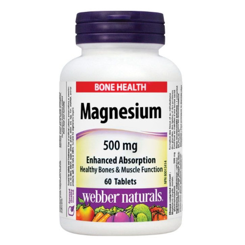 Webber Naturals Magnesium for Healthy Bones Muscles and Nervous System 500 mg 60 Tablets