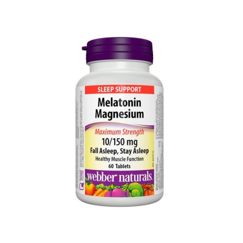 Webber Naturals Melatonin and Magnesium for Night Cramps for Good Sleep 10/150 mg 60 Tablets