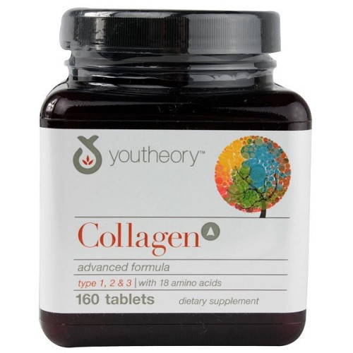 Youtheory Collagen Advanced Collagen Types 1 2 and 3 for Joints Bones and Tendons 160 Tablets