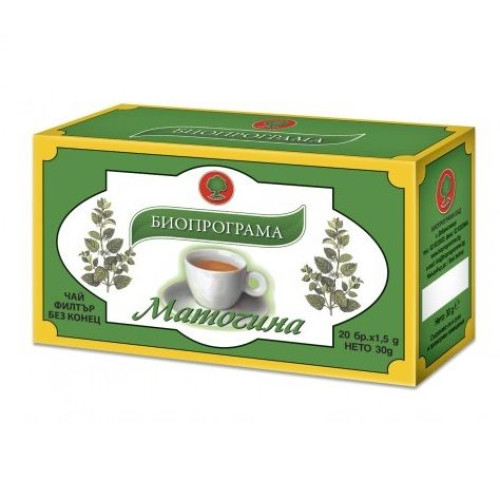 Bioprogramme Soothing Tea with Lemon Balm for Fatigue Strengthens the Nervous System 0.05 oz (1.5 g) 20 Filter Bags