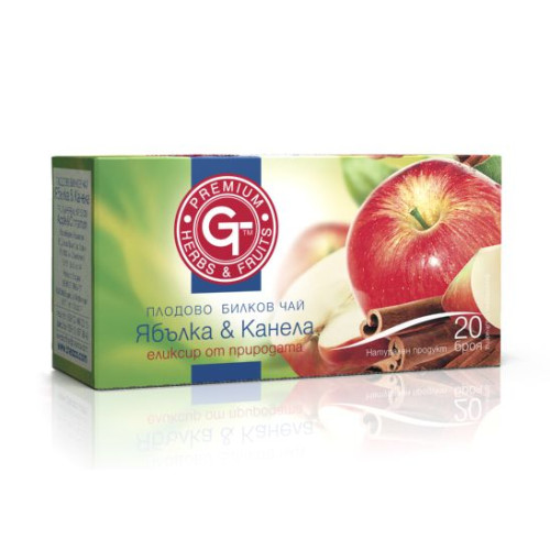 GT Fruit and Herbal Tea with Apple and Cinnamon for Long-Lasting Flavor 0.05 oz (1.5 g) 20 Filter Bags