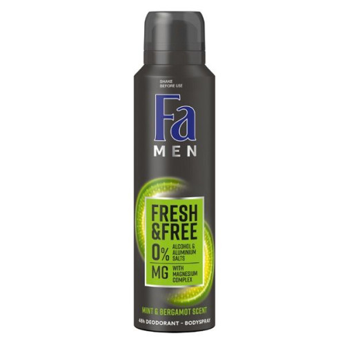Fa Men Fresh and Free Deodorant Spray for Men with Mint and Bergamot Scent 5.07 fl oz (150 ml)