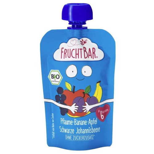 Fruchtbar Organic Plum Banana Apple and Blackcurrant Puree for Children 6+ Months 3.53 oz (100 g) - 3839