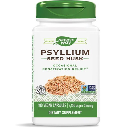 Nature's Way Psyllium Husks for a Healthy Stomach 525 mg 180 Capsules