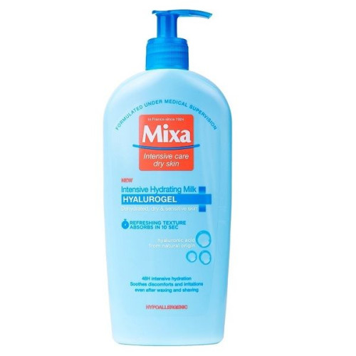 Mixa Hyalurogel Hydrating Milk with Hyaluronic Acid for Sensitive Skin for Body 13.53 fl oz (400 ml)