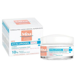 Mixa Hyalurogel Rich 24h Face Cream with Hyaluronic Acid for Sensitive Skin 1.69 fl oz (50 ml)