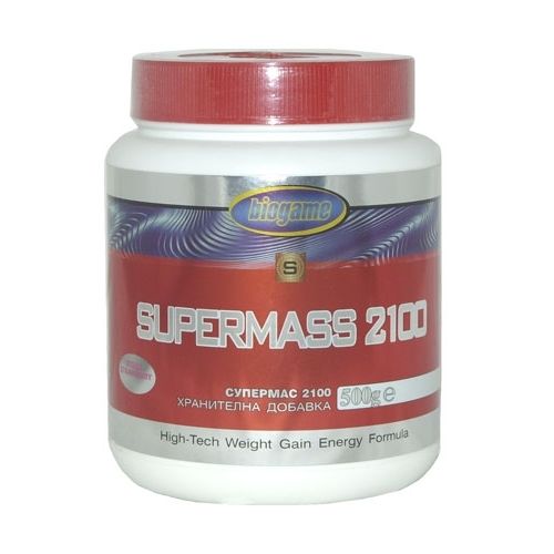 Biogame Supermass 2100 for Building and Increasing Muscle Mass Strawberry Flavor 1.1 lb (500 g)