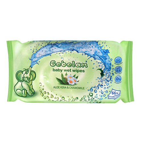 Bebelan Baby Wipes for Soothing and Drying with Aloe and Chamomile Scent 66 pcs