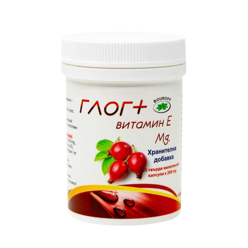 Bouroff Hawthorn + Magnesium + Vitamin E for Proper Blood Function and Maintaining a Healthy Heart 60 Capsules