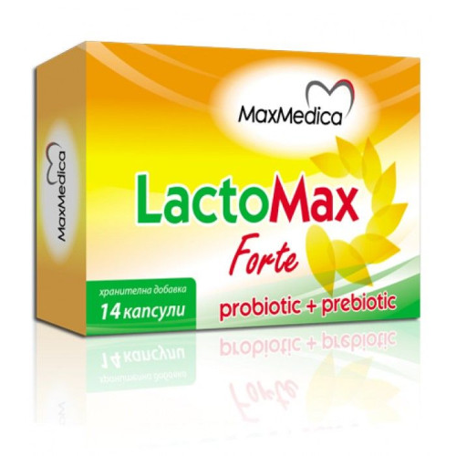 Maxmedica Lactomax Forte Probiotic and Prebiotic for Stomach Comfort and Good Intestinal Health 14 Capsules