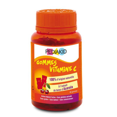 Laboratoires Ineldea Pediakid Chewable Gummies with Vitamin C for Strong Immunity Cherry 60 pcs