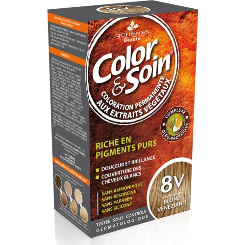 3Chenes Color and Soin Ammonia-Free Hair Dye Color 8V Venetian Blonde 4.56 fl oz (135 ml)