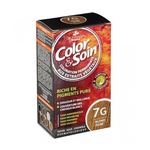 3Chenes Color and Soin Ammonia-Free Hair Dye Color 7G Golden Blonde 4.56 fl oz (135 ml)