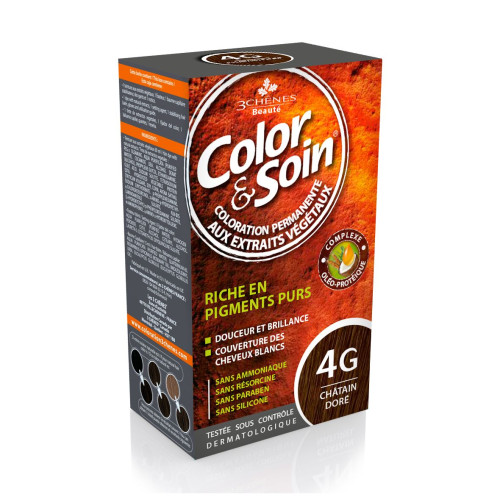 3Chenes Color and Soin Ammonia-Free Hair Dye Color 4G Golden Chestnut 4.56 fl oz (135 ml)